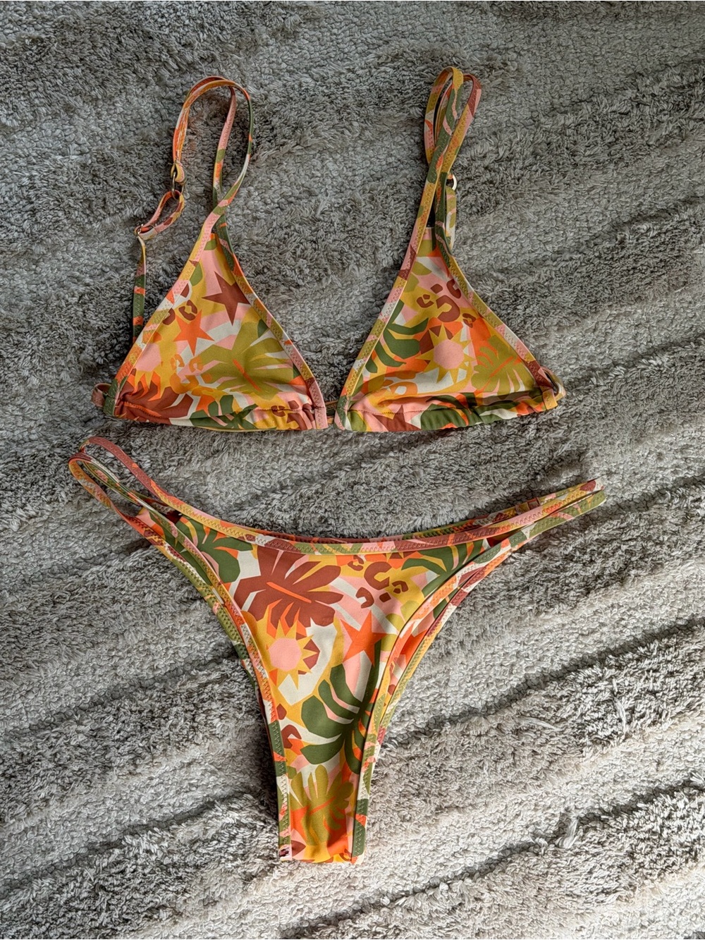 Kulani Kinis Orange and Green Tropical Triangle Bikini